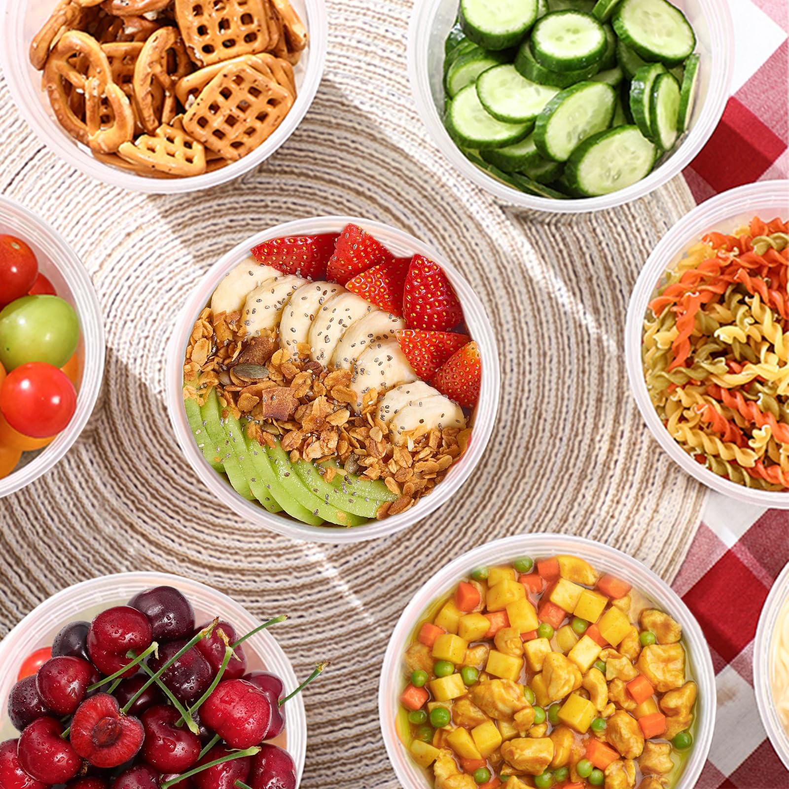 Paquete de 40 recipientes de almacenamiento de alimentos de 32 onzas con tapas herméticas, seguros para congelador, preparación de comidas, sopa, slime, duraderos, reutilizables para