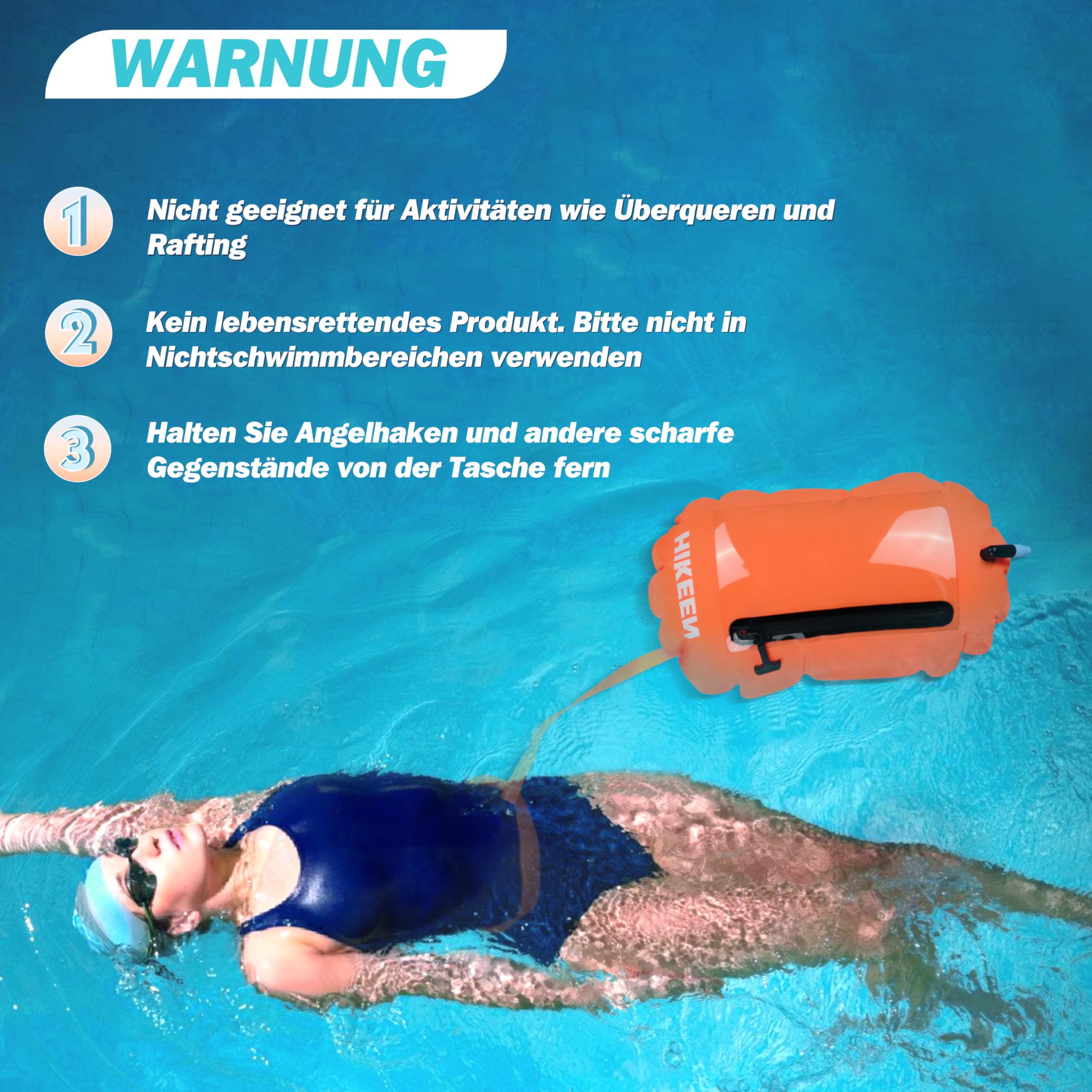 BOOSTEADY Schwimmboje Trockensack IPX7 Wasserdicht mit Touchscreen-Handyfach – Aufblasbare Swimming Buoy für Triathlon, Schnorcheln & Freiwasserschwimmen