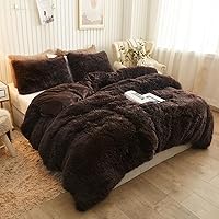 Vista 11 de XeGe Funda de Edredón de Felpa Shaggy de Lujo Ultra Suave de Terciopelo Cristal Ropa de Cama 1PC (1 Funda de Edredón de Piel Sintética), Cierre