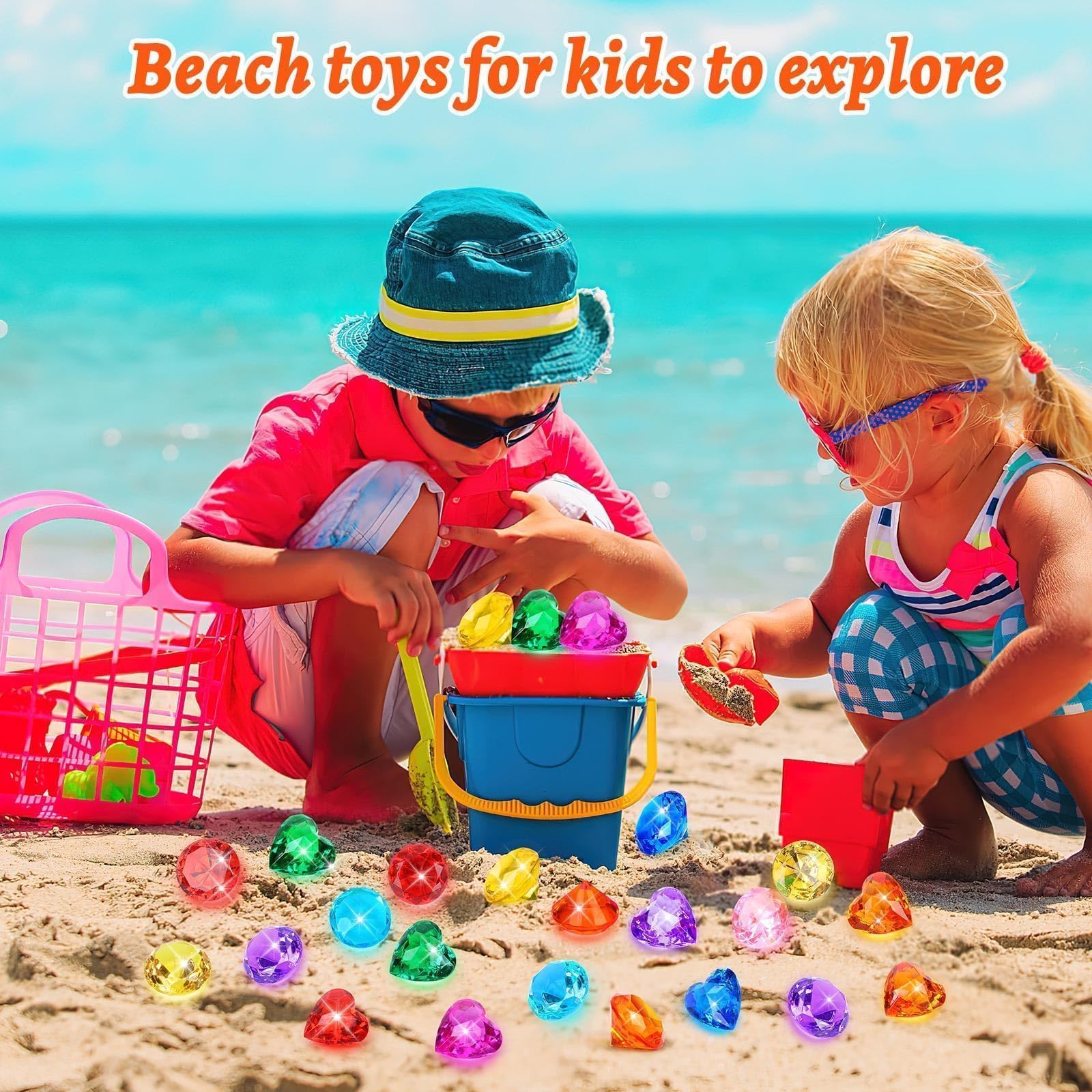 36 Pierres Précieuses De Plongée Avec 2 Coffres Pirates – Jouets Aquatiques Étincelants Pour Enfants, Idéaux Pour Chasses Au Trésor à La Piscine