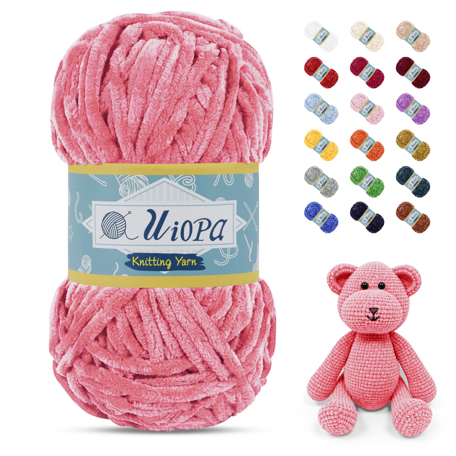 Uiopa 100g/80m Chunky Chenille Yarn, Plush Velvet Yarn Thick Chenille Wool, Flesh Pink Fluffy Crochet Chunky Wool for Amigurumi Blankets Clothes DIY Crafts โ image 1
