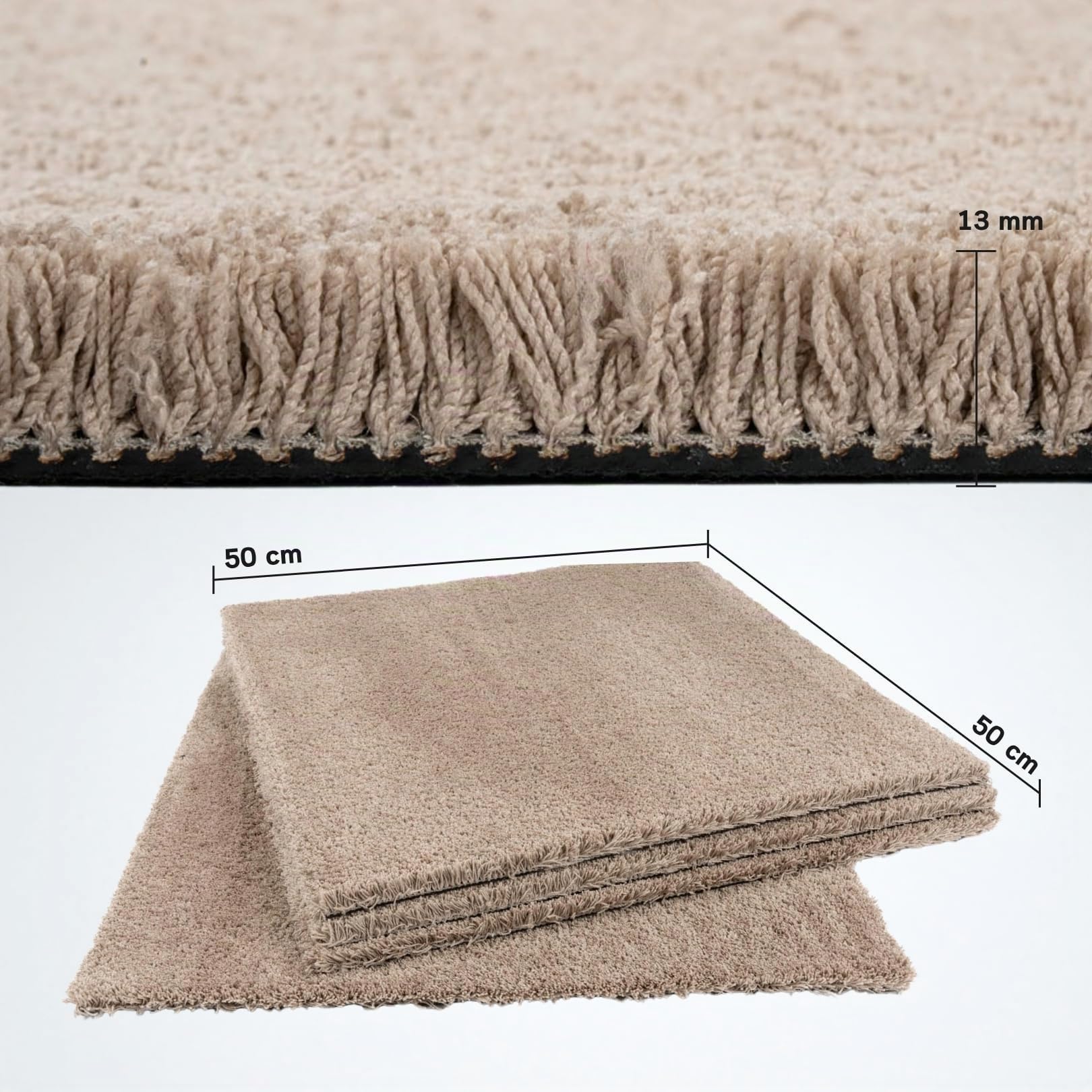 Teppichfliesen selbstliegend 50x50 cm Teppichboden Hochflor Velours