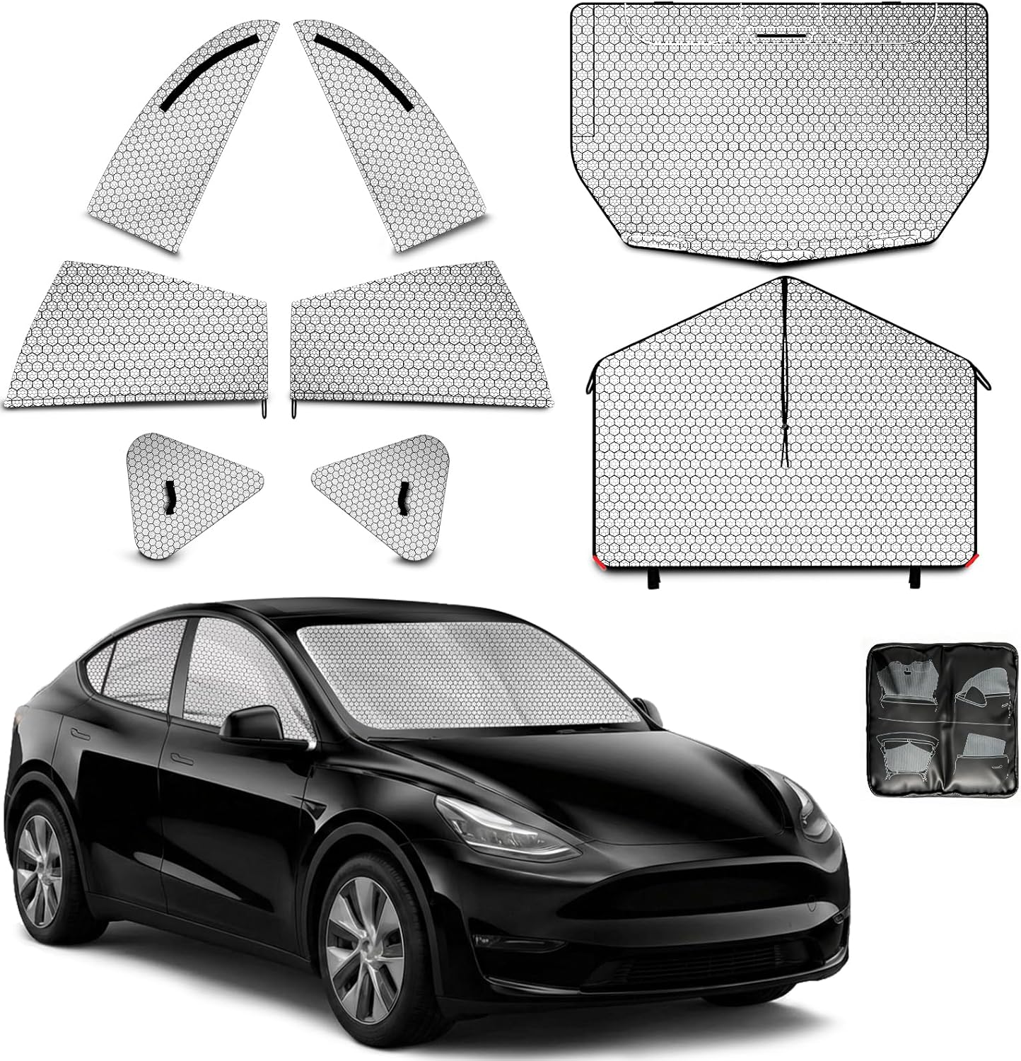 Car Window Shades for Tesla Model Y 2020-2024 Privacy Car Window Covers for Camping | Sleeve-on Design | Upgrade Graphene | Car Window Sunshades for Heat & UV Rays, 8Pcs Set Exclude Roof Sunshade