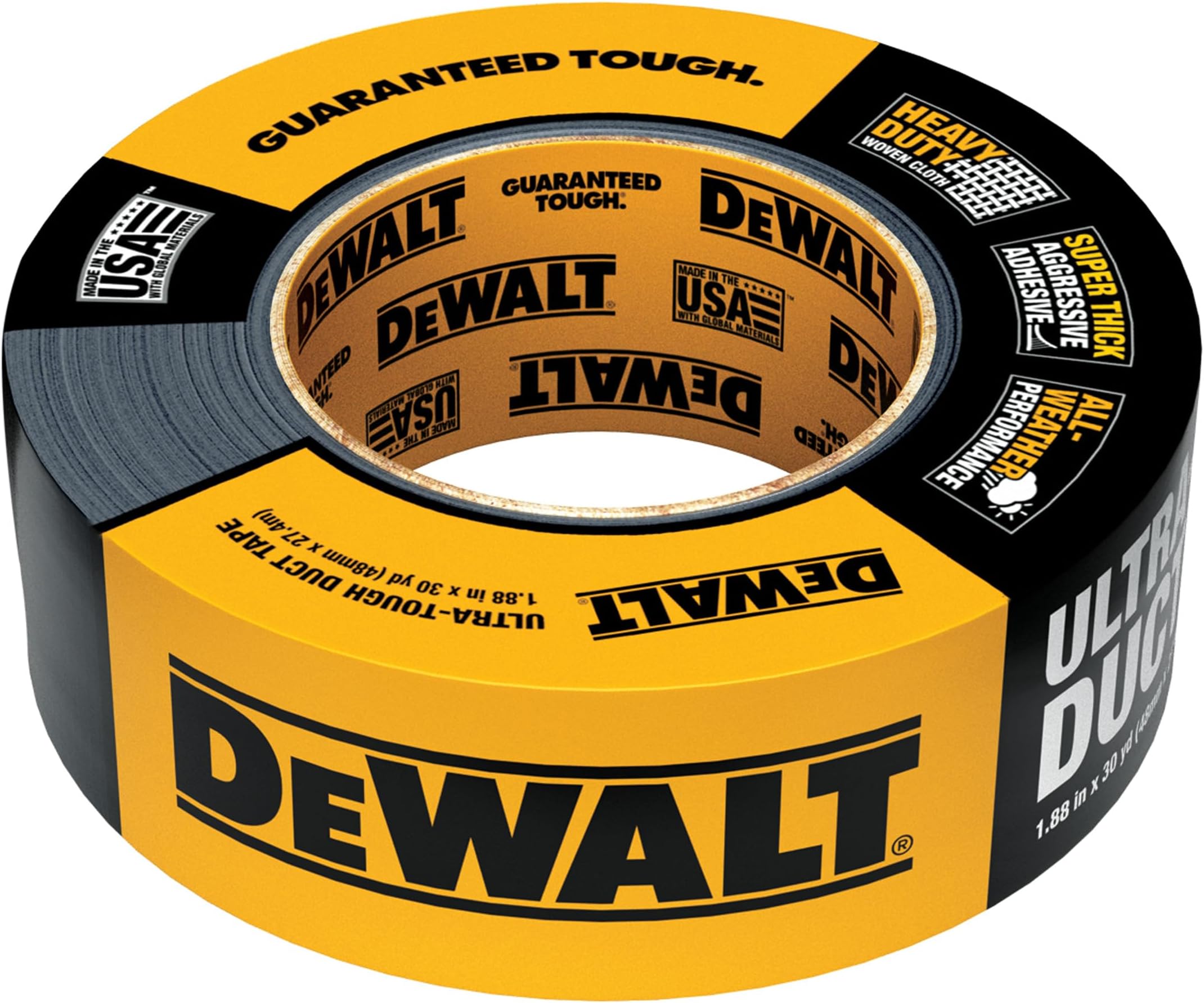 Ultra Tough Duct Tape, 1.88 in x 30 yd, Heavy Duty, Ultra Strong, Aggressive Adhesive, All-Weather, Single Roll, Black