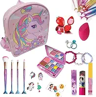 Maquiagem Infantil Kit com Maleta Unicórnio, Paleta de Sombras, Pincéis de Maquiagem Sereia, Gloss Labial e mais acessórios. Brinquedo Presente para meninas Kit Beleza