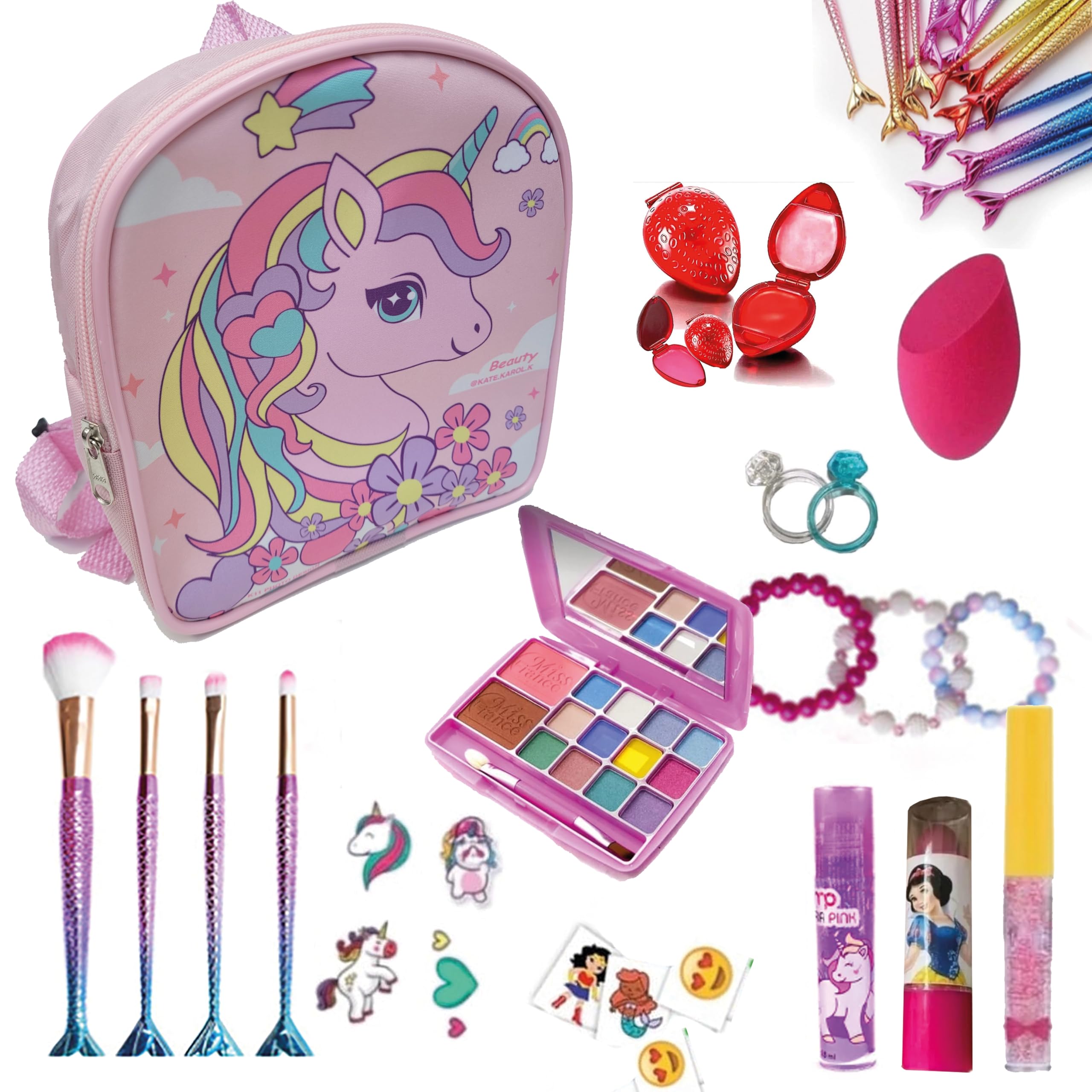 Maquiagem Infantil Kit com Maleta Unicórnio, Paleta de Sombras, Pincéis ...