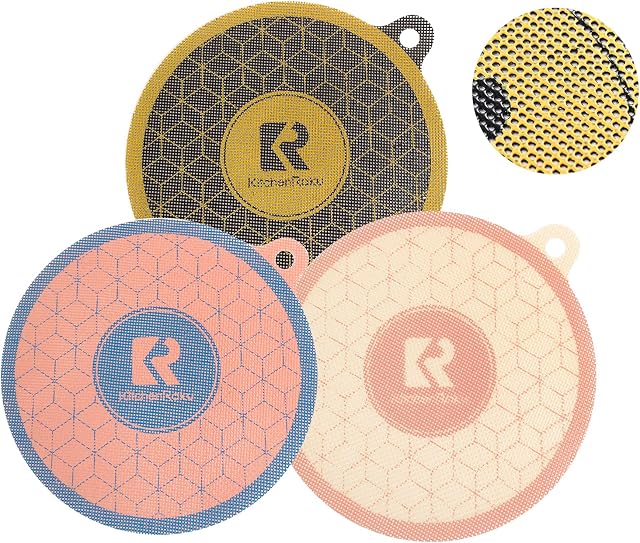 3 PCS Reusable Perforated Silicone Air Fryer Liners | Food-Grade Silicone Air Fryer Mats | Dishwasher Safe,Crispy Silicone Air Fryer Accessories by KitchenRaku (S - 20CM)