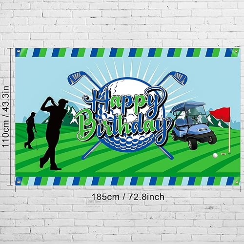 Miniatura 2 de Decoración de fiesta de cumpleaños de golf, telón de fondo de feliz cumpleaños, cartel de cabina de fotos, fondo de fotografía para golf, deportes,