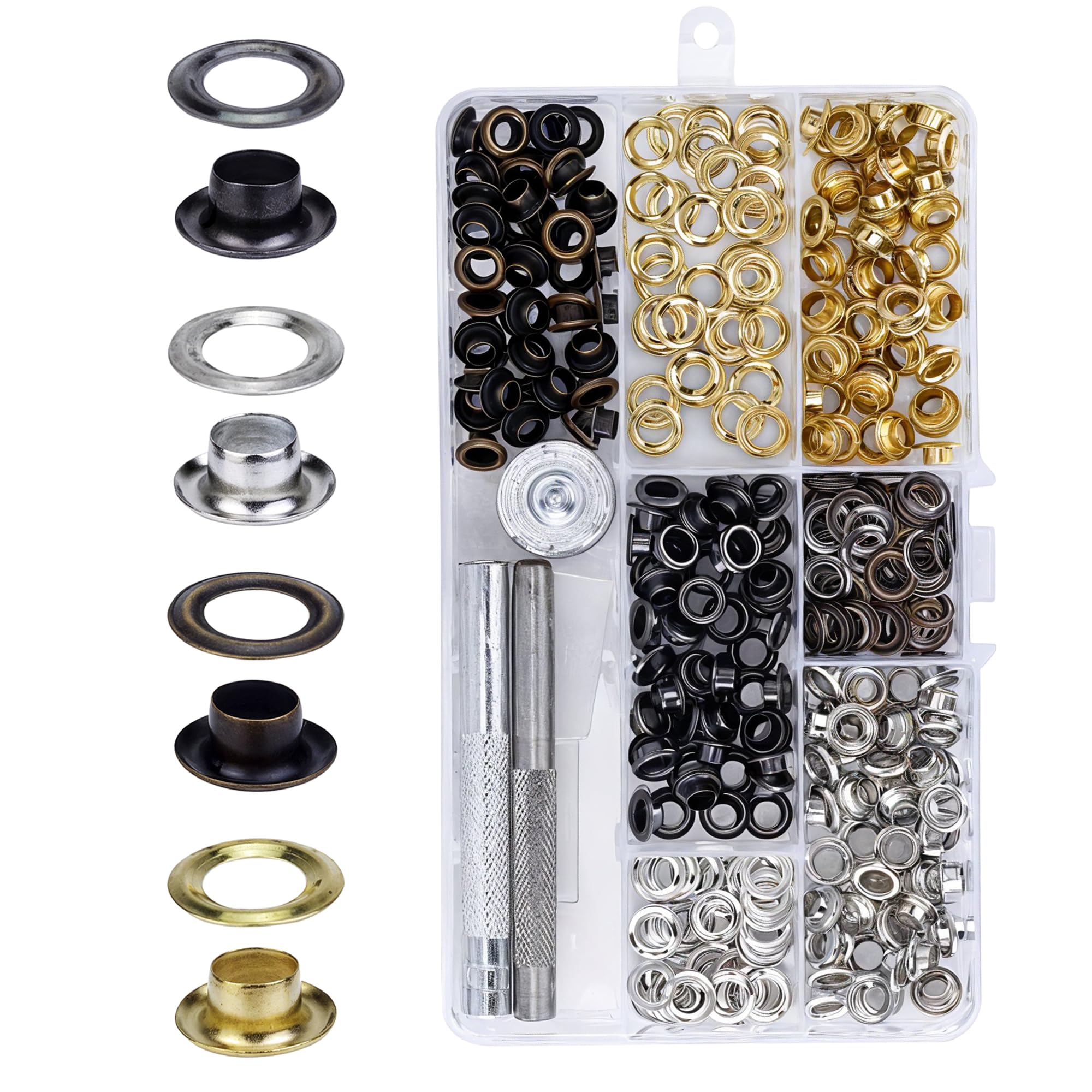 Weddecor 4mm Gunmetal Eyelet Grommet Fixing Tool Set Leather Craft Pack