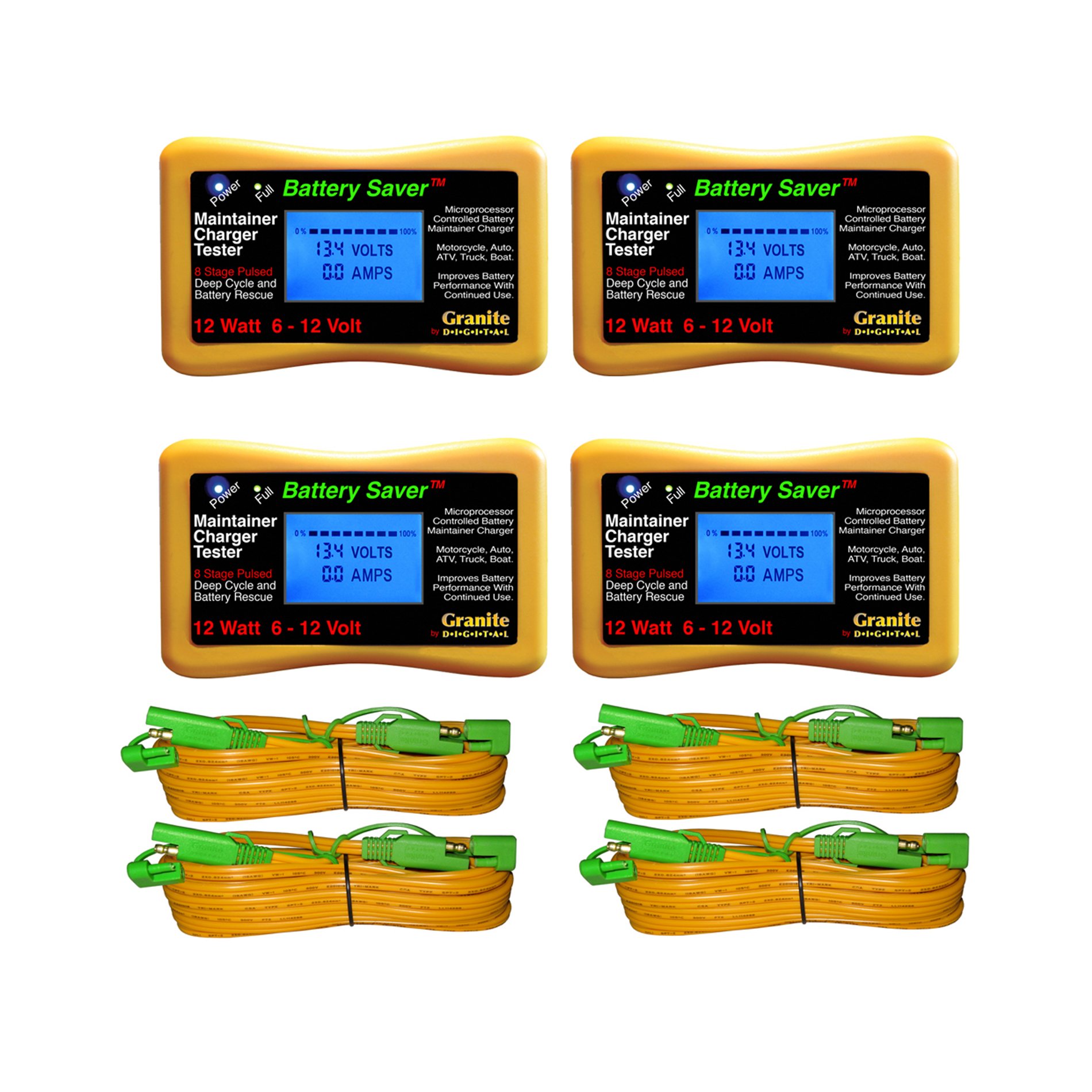 Battery Saver 6 & 12 Volt 12 Watt Pulse Maintainers, Chargers & Testers (4 Pack)