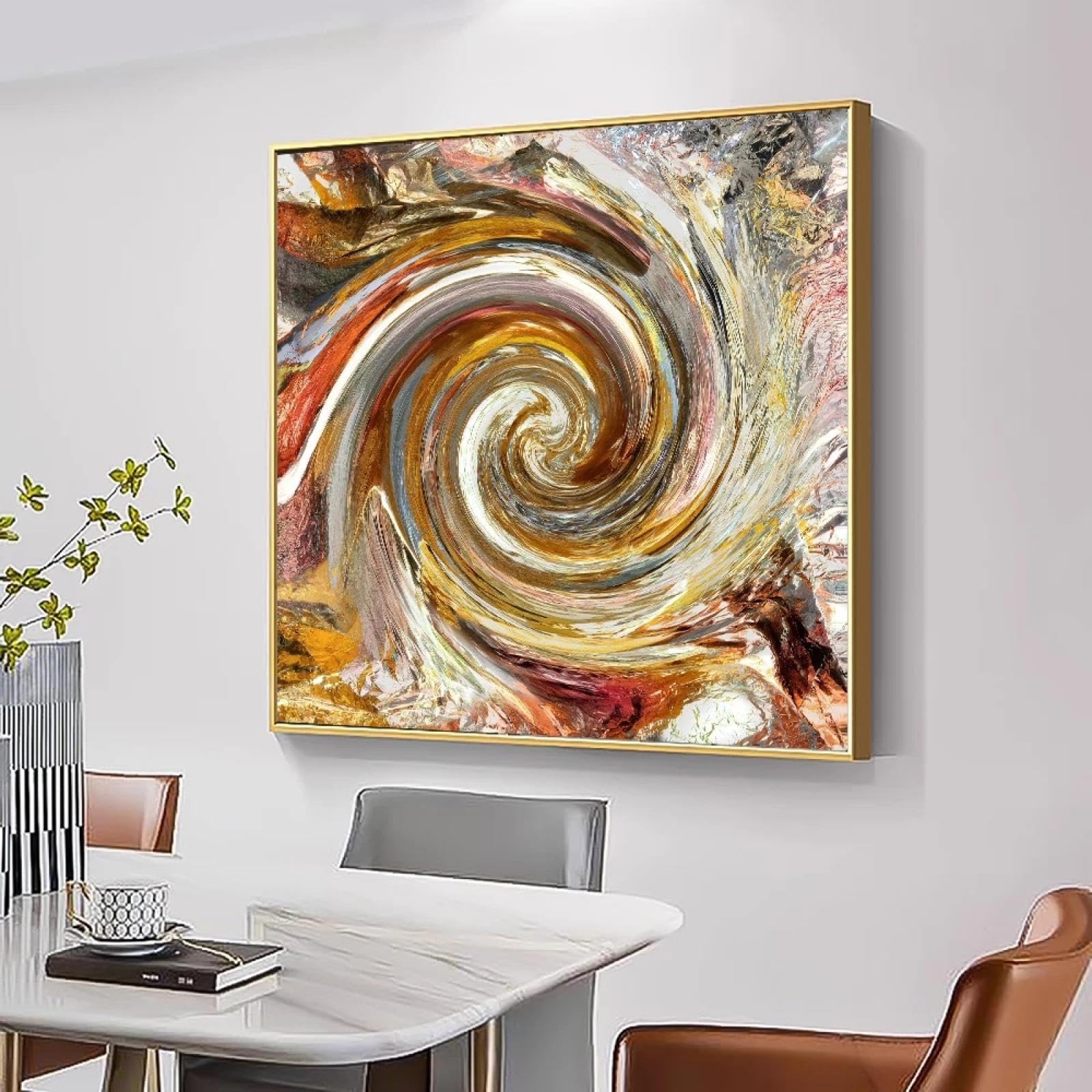 Pósteres e impresiones de lienzo abstracto con tormenta de tornado dorado para decoración 8