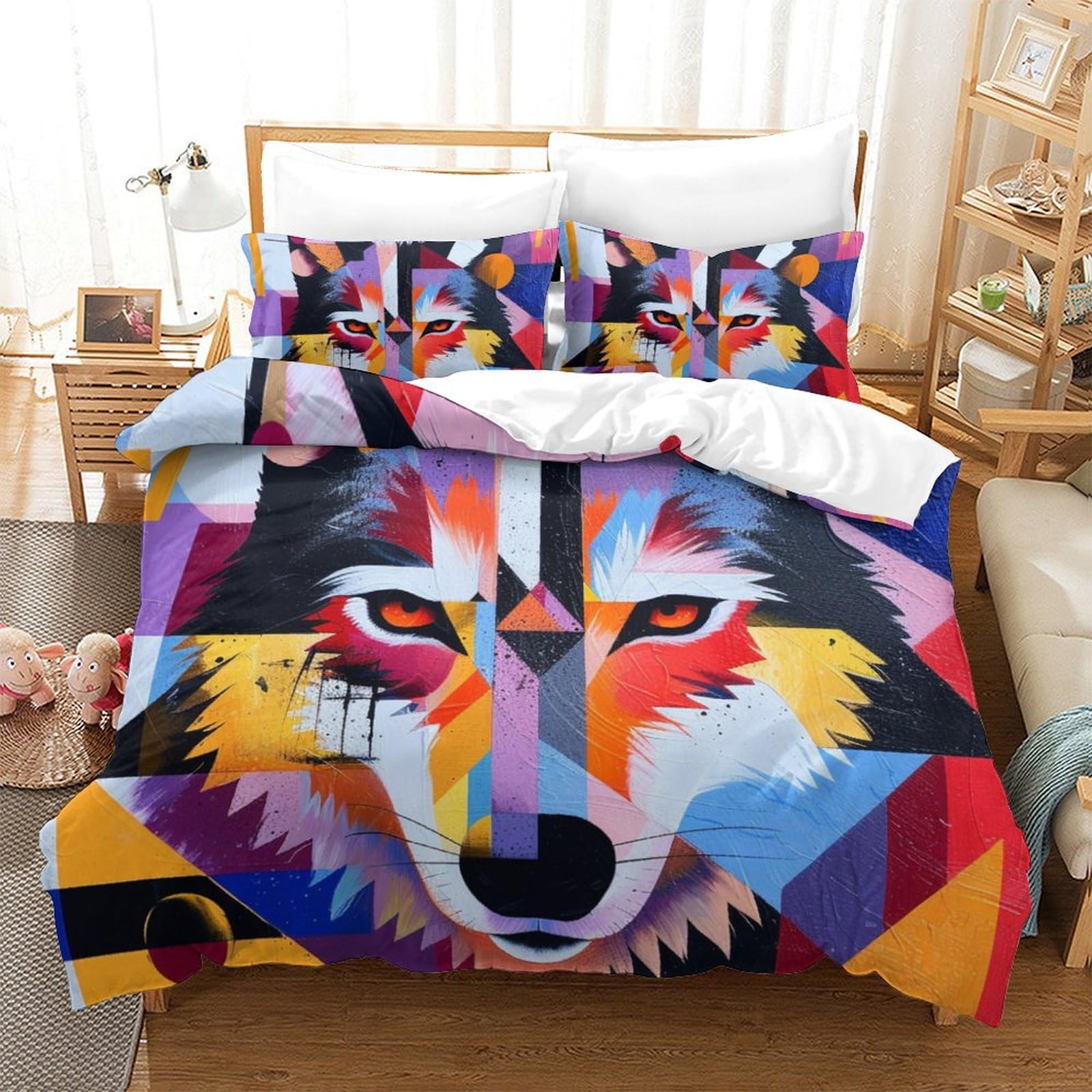 Housse de couette loup 3D en microfibre pour créer un nid douillet dans une chambre d'ado