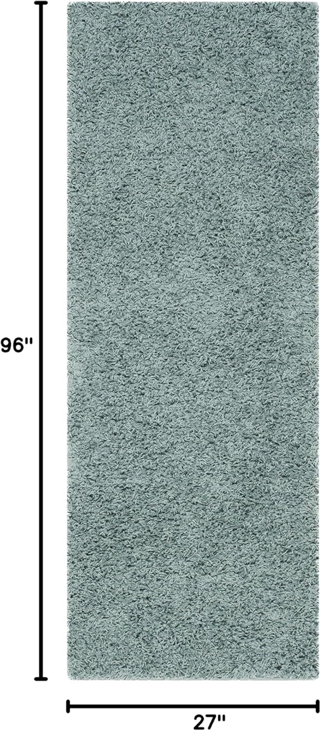 SAFAVIEH Athens Shag Collection Runner Rug - 2'3" x 8', Seafoam, Non-Shedding & Easy to Clean, Ideal for Ideal for Living Room, Hallway, Foyer, Bedroom (SGA119D)