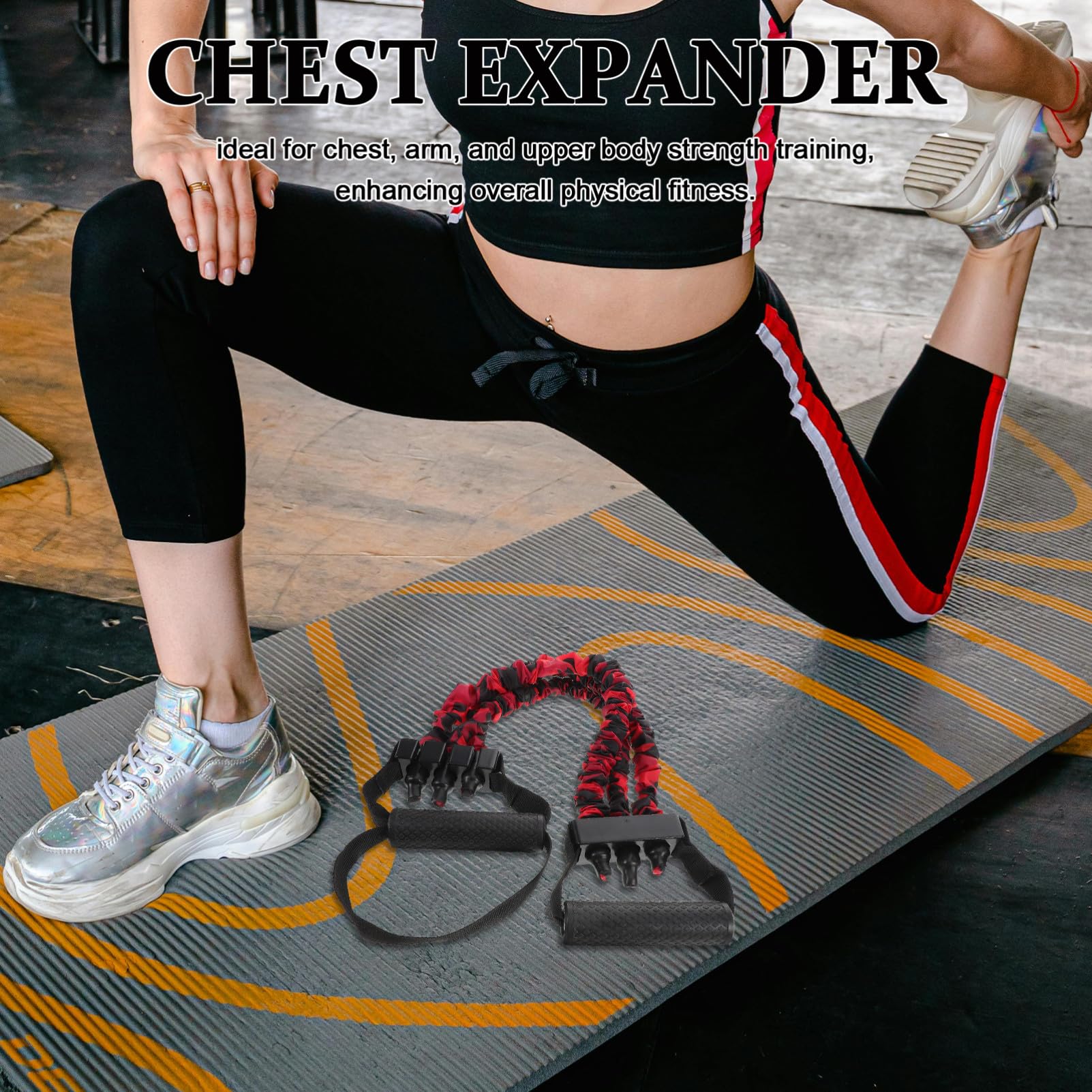 Verstellbarer Brust Expander für Krafttraining Langlebiges Fitnessgerät aus Stahl und Kunststoff Geeignet für Männer und Frauen Aller Altersgruppen für Arm Brustmuskeltraining