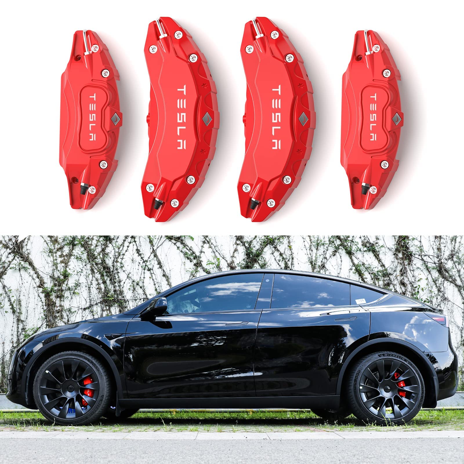 HEYCE Cubierta de Pinza de Rotura Apta para Tesla Modelo Y 2019 2020 2021 2022 tamaño de Rueda 19 Pulgadas 20 Pulgadas Protector de Pinza roja Accesorios de Modelo mejorados,19 Inch