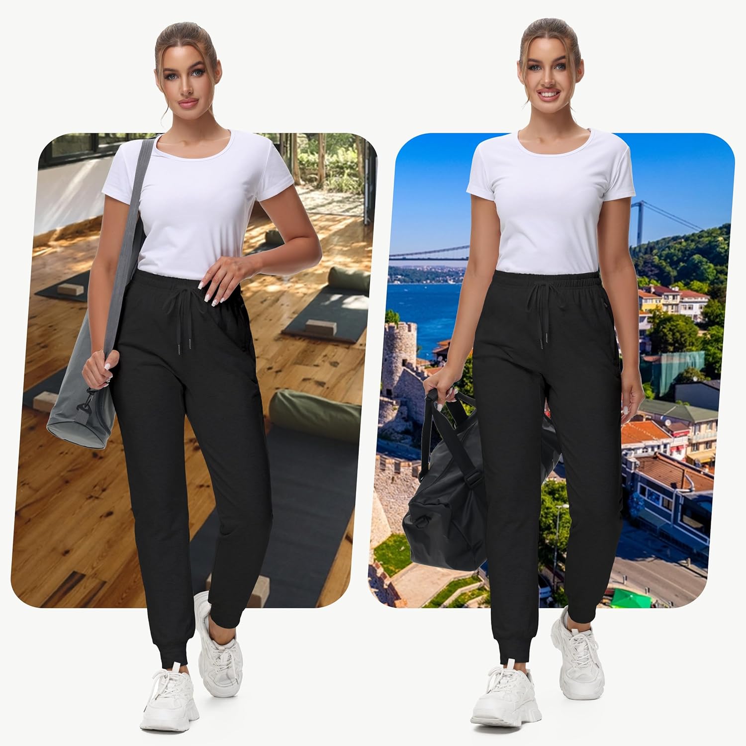 29"/32"/34" Inseam Women's Tall Sweatpants Cotton Joggers with Zipper Pockets Lounge Sweat Running Yoga Gym Pants - Image 5