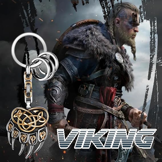 OIDEA Norse Viking Keychain for Men: Vintage Irish Celtic Wolf Claw Key Chain Byzantine Chain Key Rings Amulet Jewelry Gift