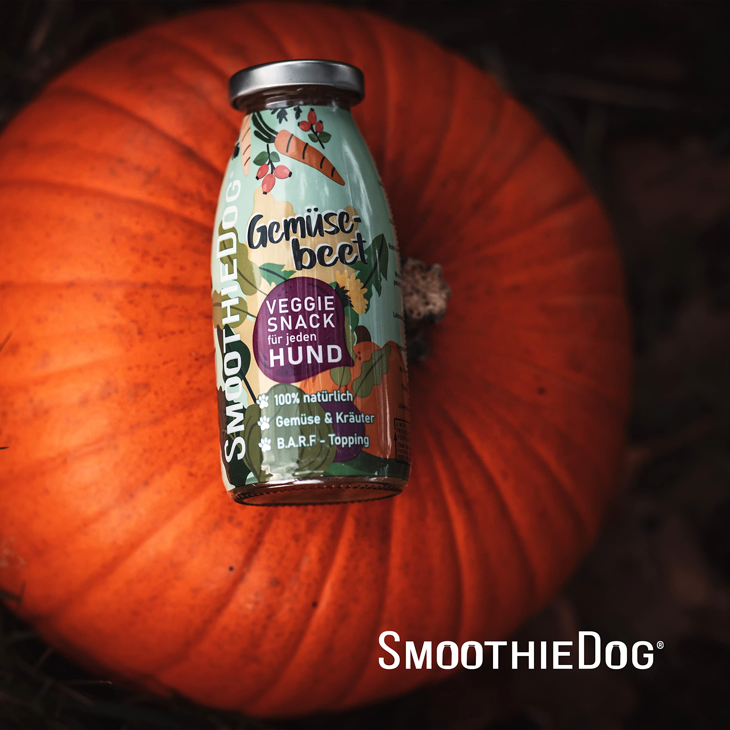 Hunde Smoothie SmoothieDog 12er Gemüsebeet (vegetarisch) - Flüssiges Hundeleckerli - Zucker- & glutenfrei - je 250ml