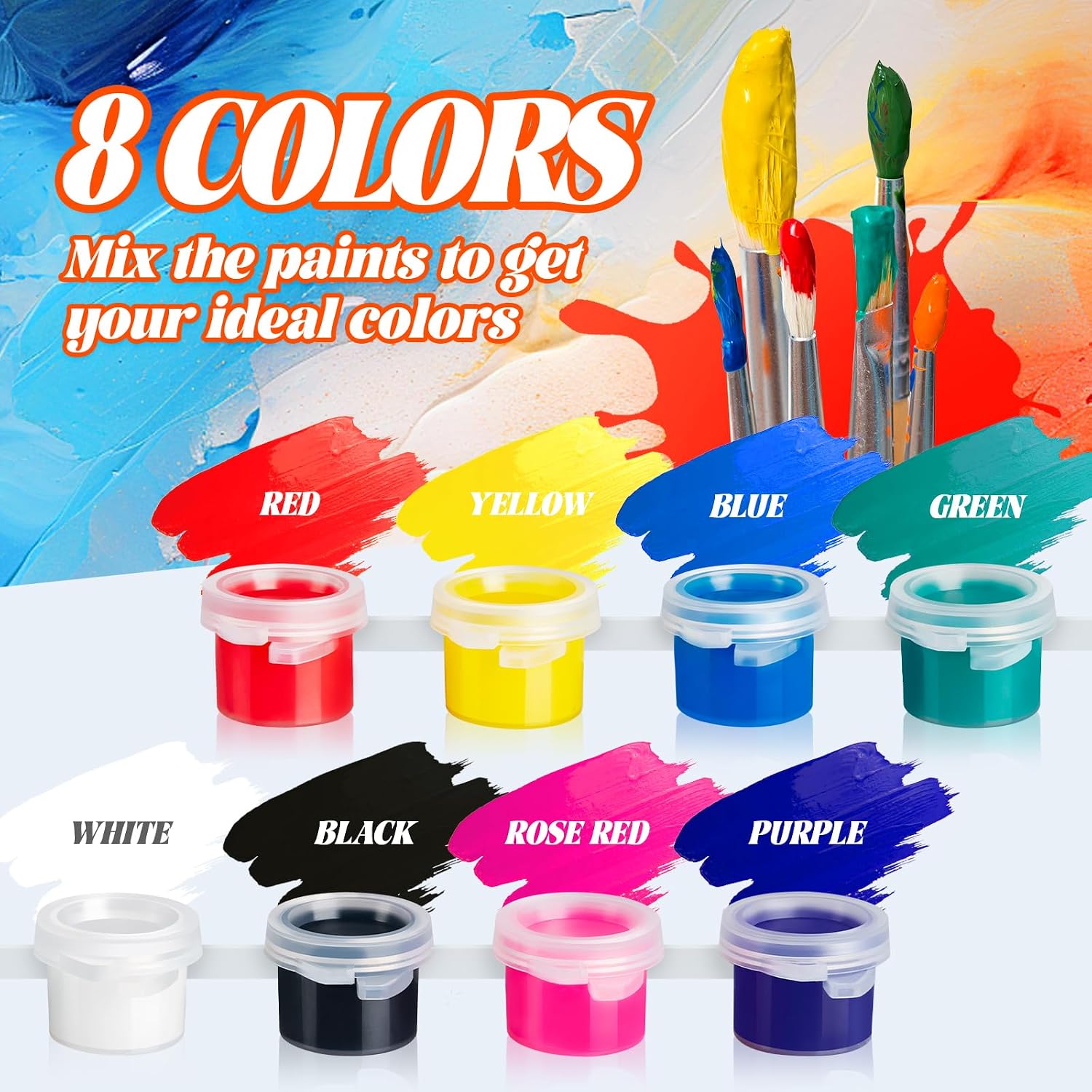 Mini Acrylic Paint Set, 10pcs 8 Colors Acrylic Paint Strips for Kids Adults image 2