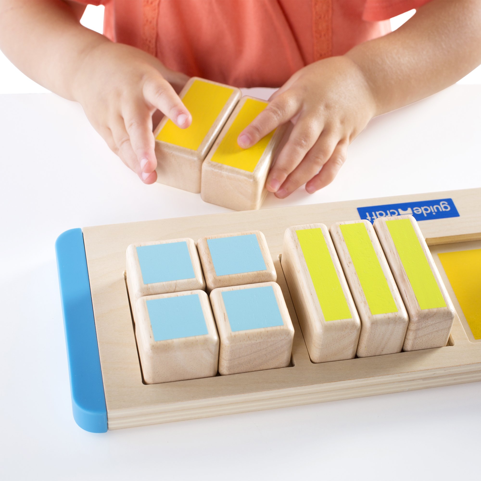 Guidecraft Coloridas fracciones cuadradas de iniciación – Juguetes de madera de desarrollo temprano para niños, juego estimulante de habilidades matemáticas