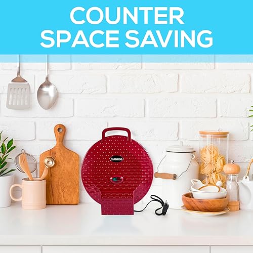 Miniatura 7 de Courant Máquina para hacer pizzas de 12 pulgadas, platos antiadherentes con mango frío al tacto y horno de pizza CalzoneMaker, horno eléctrico de