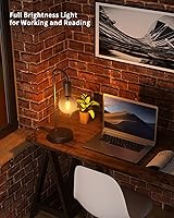 Vista 6 de ONEWISH Lámpara de mesa industrial para dormitorio, lámparas de noche modernas totalmente regulables con bombilla de luz cálida de 2700K
