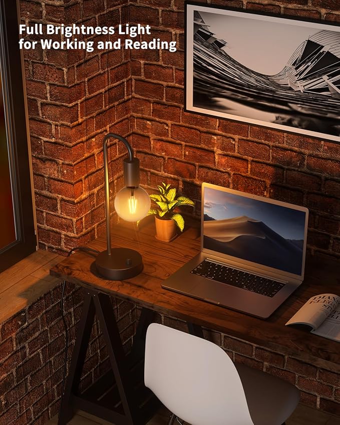 Lámpara de Mesa Industrial ONEWISH, Dimmable, con Foco LED Incluido miniatura 6