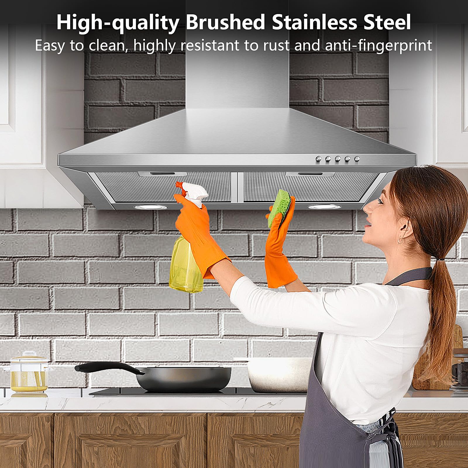 SNDOAS A++ Hotte Aspirante 60cm, Evacuation ou Recyclage 350 m³/h | Hotte Cuisine avec 2 Filtres à Charbon, 3 Vitesses, Hotte Murale Silencieuse en Inox Argent, Éclairage LED
