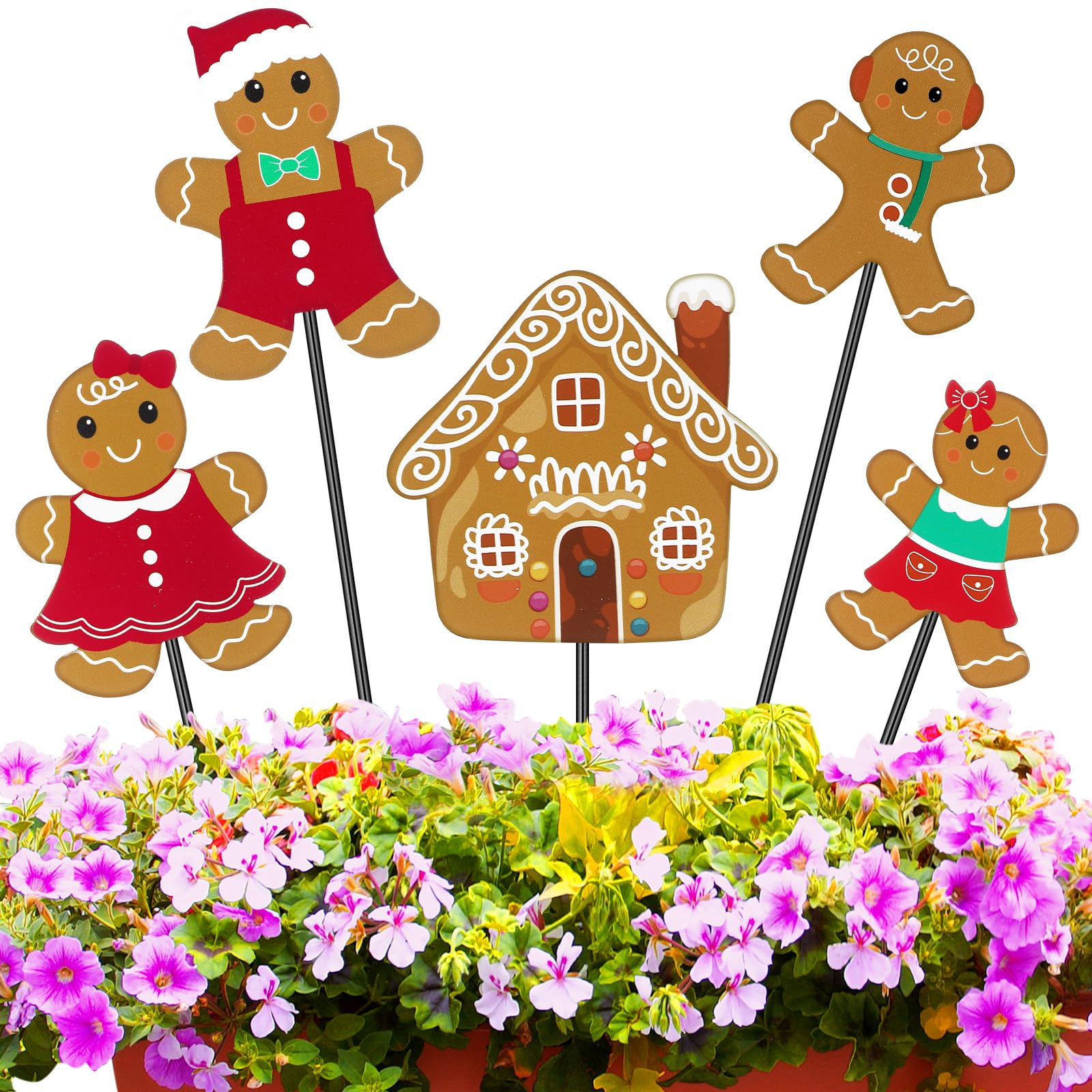 Décorations de Noël pain d'épices Roowest en métal pour habiller un jardin hivernal