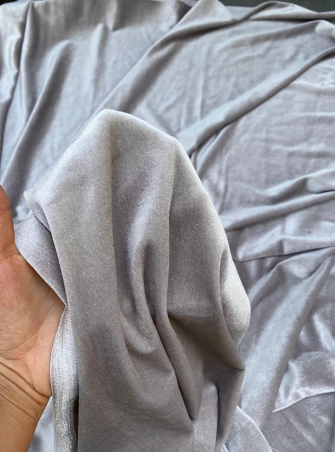 Premium Stretch Velvet Fabric by The Yard - Wrinkle-Resistant - Soft - Upholstery Fabric - Polyester Spandex Blend - for Clothing and Crafts - Resistant – 58-60 Inches Wide (Feather Gray, 2 Yard)