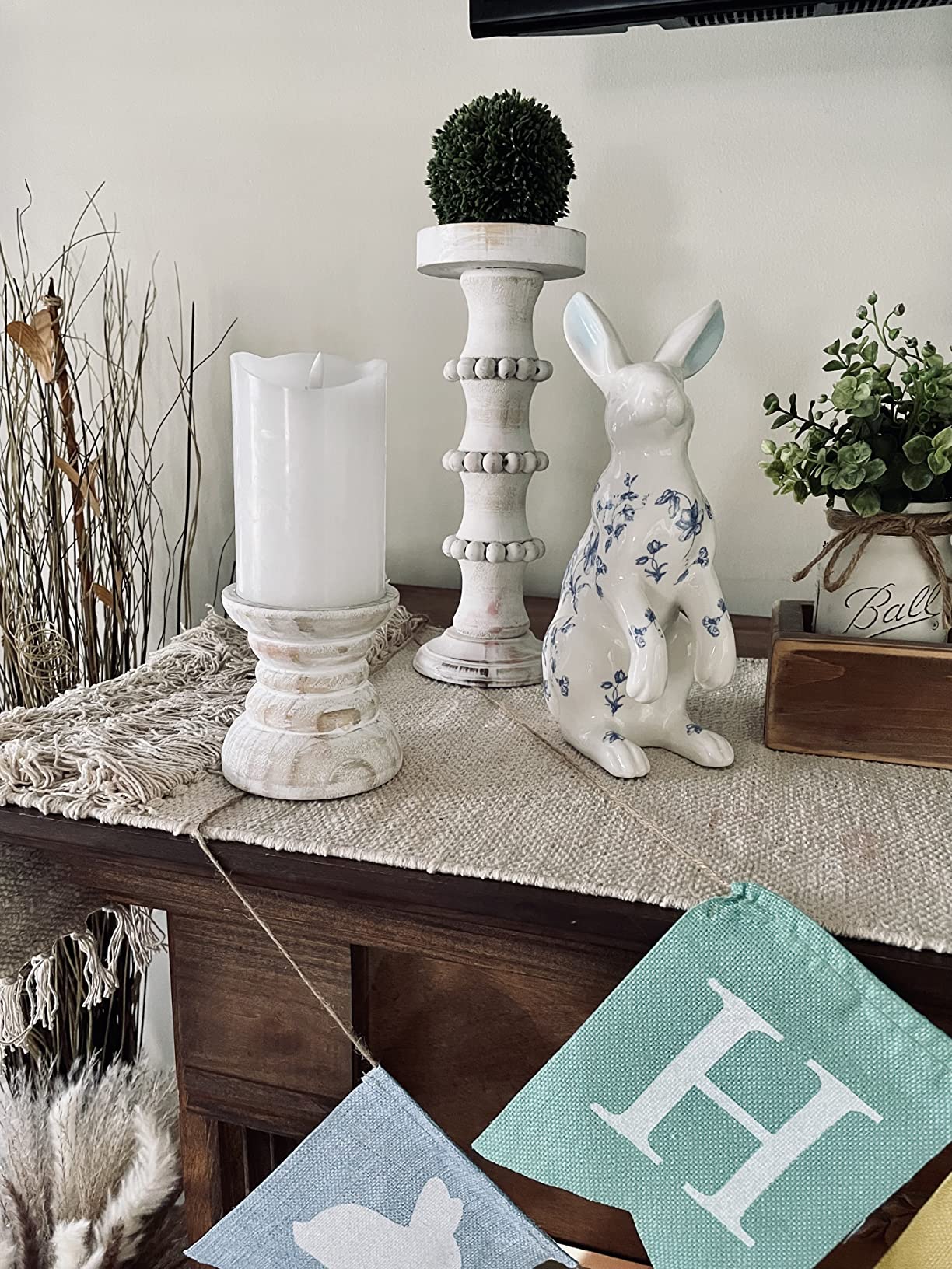 3/mo Finance Stonebriar Decorative Worn White Wooden Pillar Candle