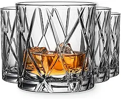 Orrefors City Double Old Fashioned Glass (conjunto de 4) - 29 ml, design assimétrico, vidro para uísque, bourbon, gin, servir coquetéis e margaritas, lavável na lava-louças