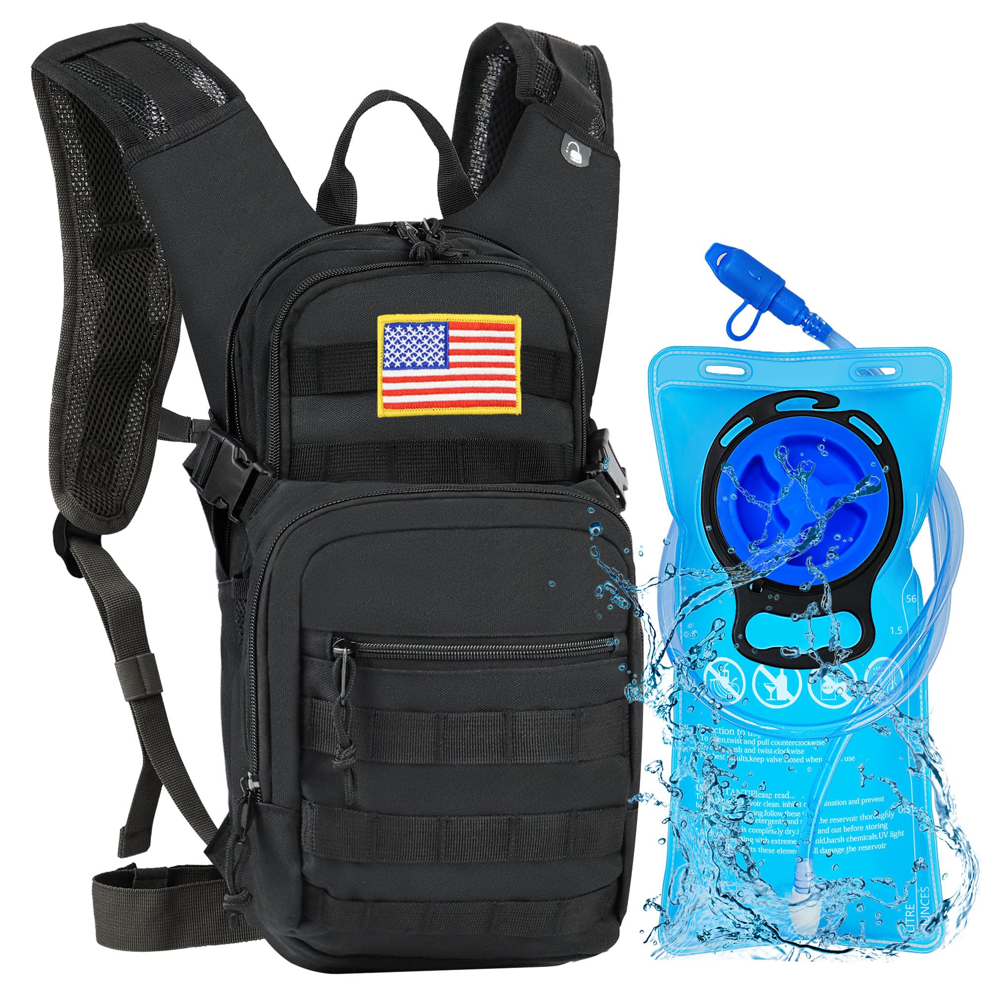 Tactical Hydration Backpack 2L Water Bladder - Lightweight Durable Pack for Hiking, Running, Outdoor Adventures, Adjustable Straps & Leak-Proof Design