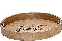 Vista 15 de Elegant Designs HG2000-WWC 15.50" x 12" Bandeja de madera decorativa para servir con asas, lavado blanco Bienvenido