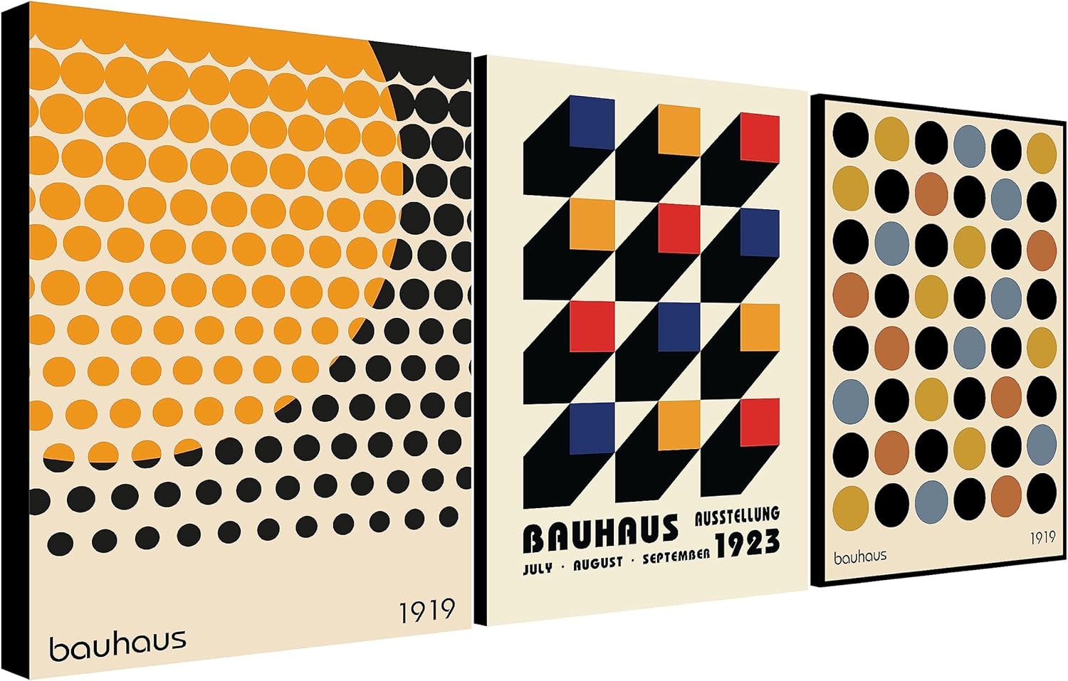 Bauhaus Wall Art Bauhaus Print Exhibition Poster Set of 3 Prints
