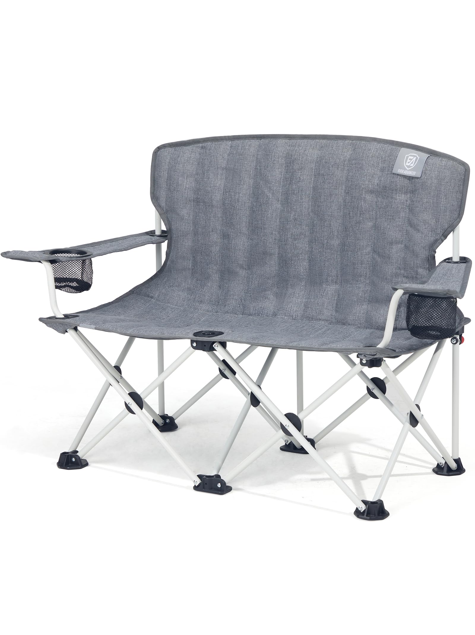 EVER ADVANCED Kids Double Camping Chair with Cupholders Safety Lock, Padded Kids Folding Chair Outdoor with Mesh Pocket, Lightweight Portable Two