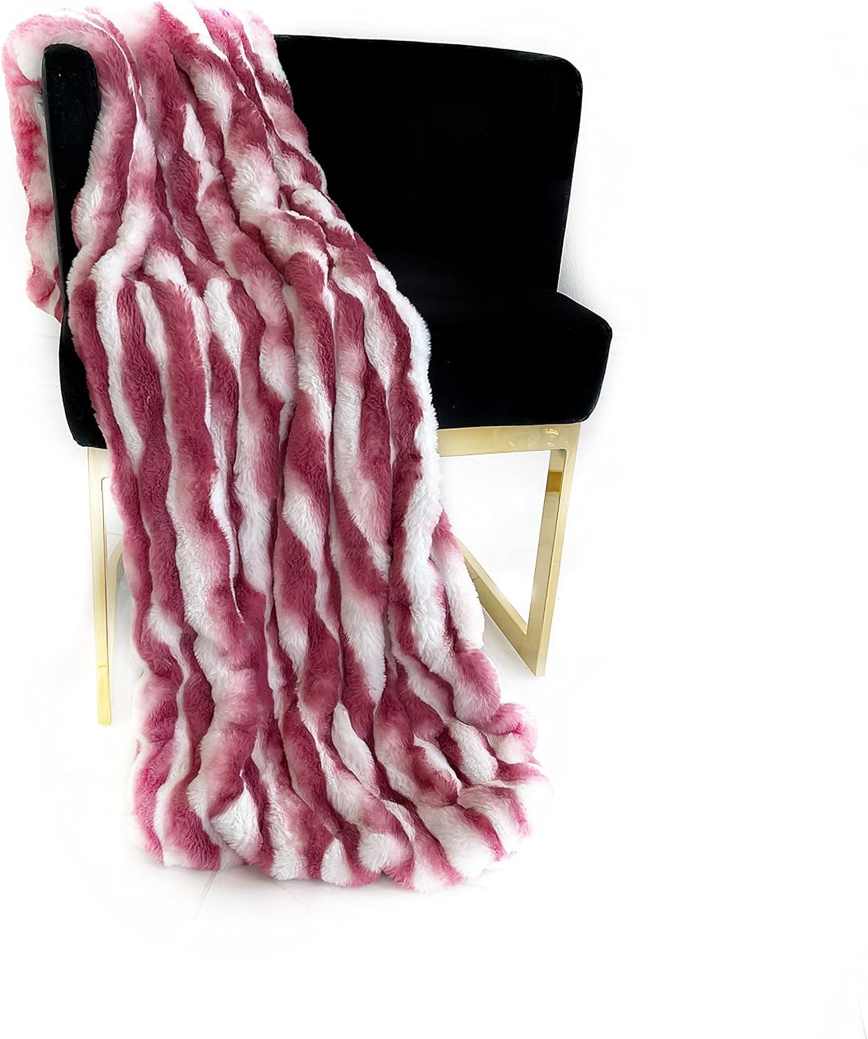 Plutus White Berry Snow Chinchilla Faux Fur Luxury Throw Blanket 36in x 60in
