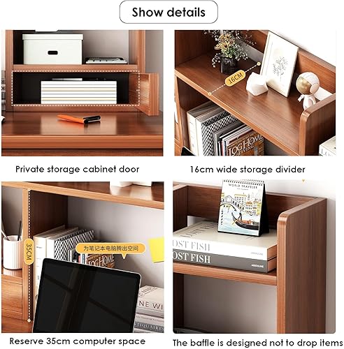 Miniatura 5 de Estante de organización de estantería de escritorio, estantería de escritorio para escritorio de computadora, estantería de escritorio de madera