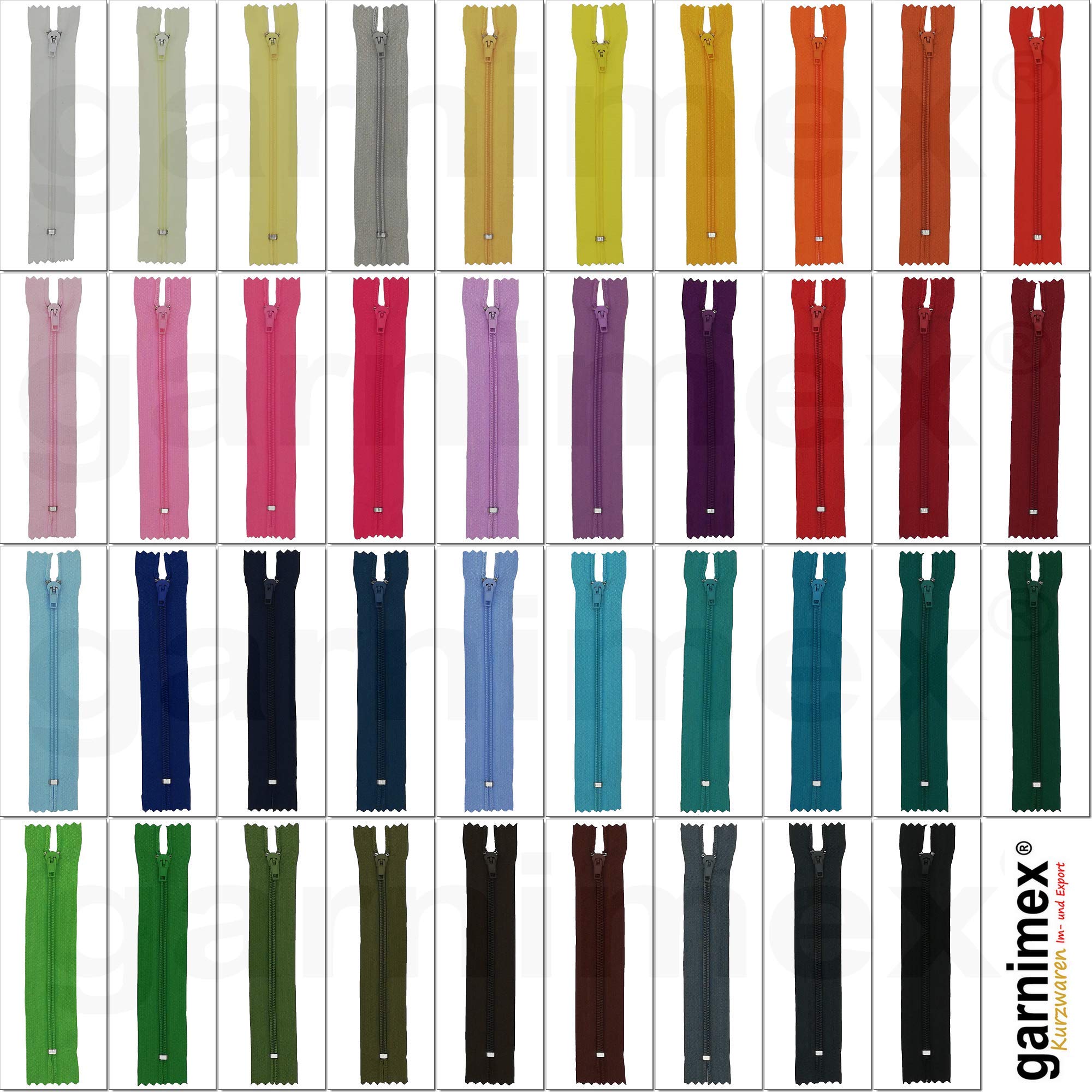 Cremalleras De 25 Cm, 39 Unidades, No Divisibles, En 39 Colores