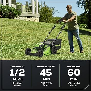 Greenworks 80V 21 Brushless Cordless (Self-Propelled) Lawn Mower (75+ Compatible Tools), 4.0Ah Battery and 60 Minute Rapid Charger Included