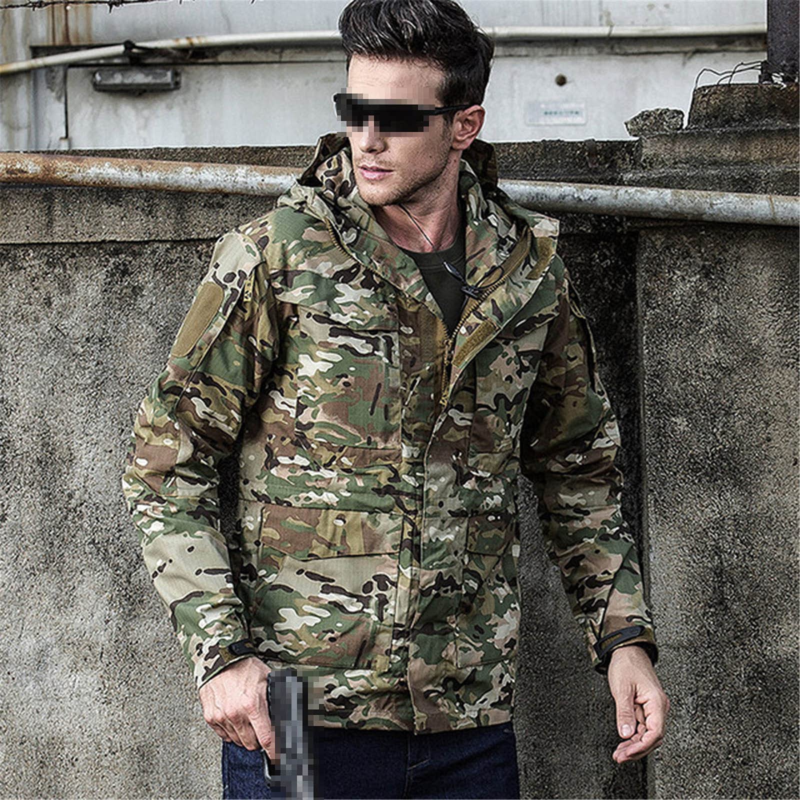 Militar Chaquetas tácticas Hombres Impermeable Windbreaker Chaqueta Masculino con Capucha Abrigo Pesca Al Aire Libre Trekking Senderismo Chaquetas