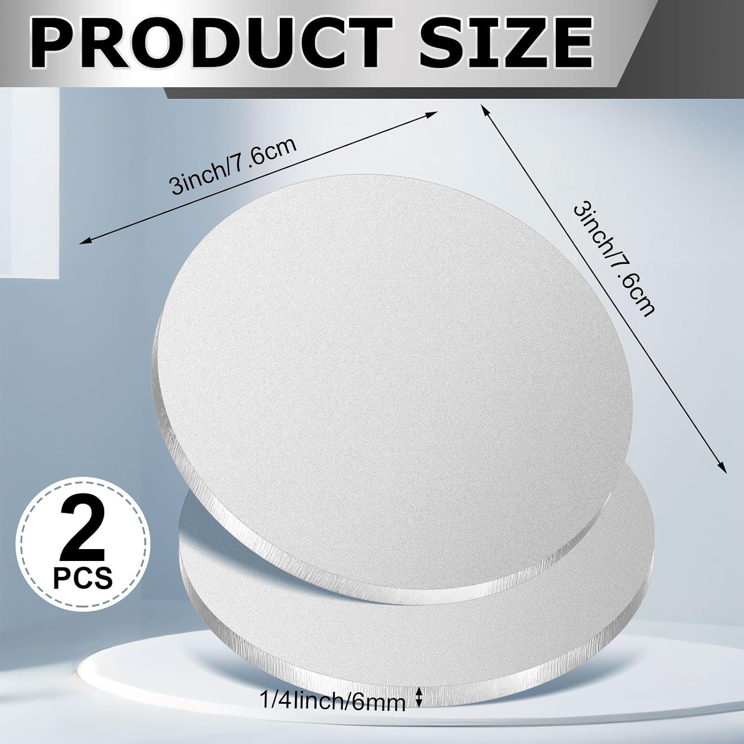 Hicarer 2 Pcs 1/4" Thickness Stainless Steel Disc 3" Diameter Round Circle Plate Metal Circles for Crafts Stamping Sanding Engraving