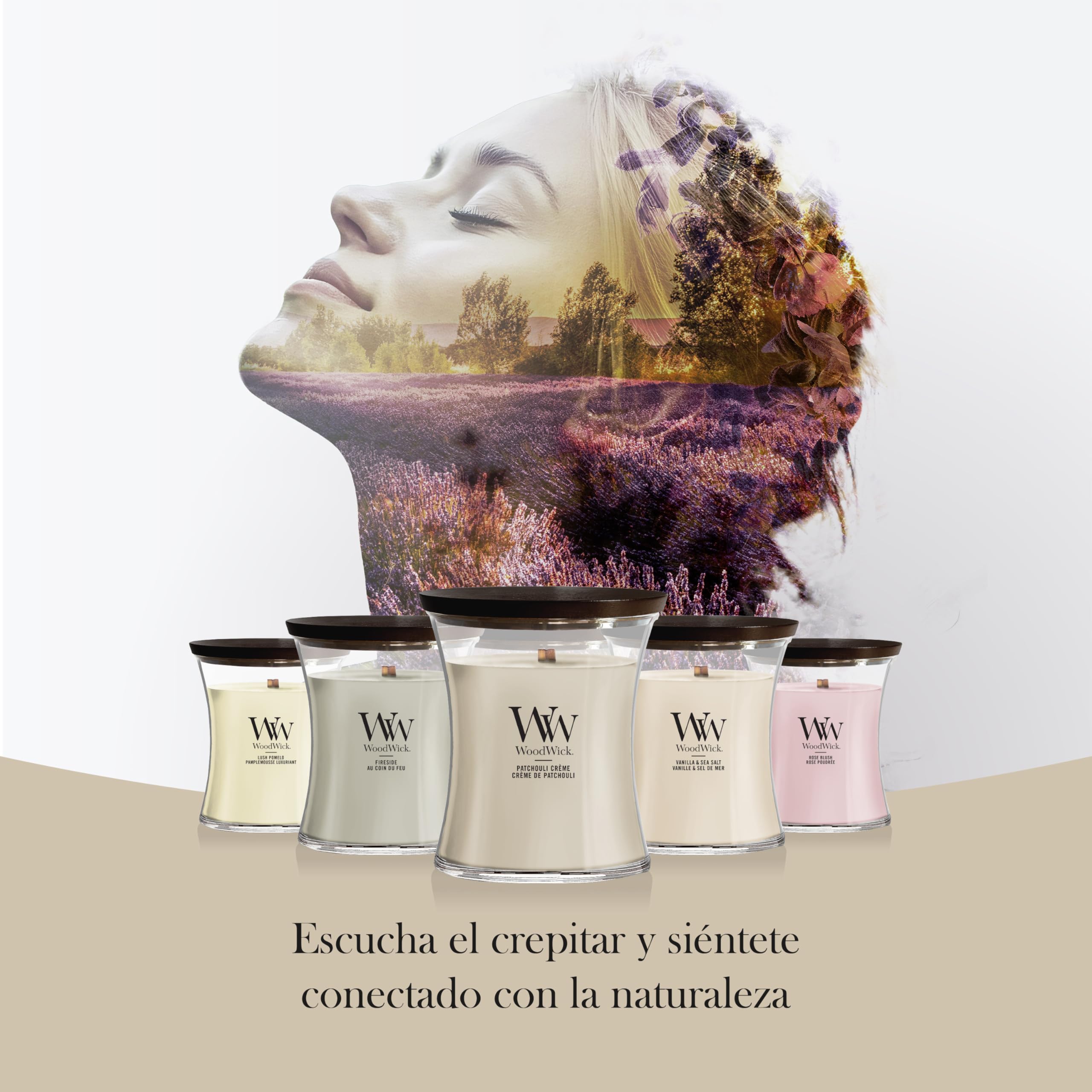 Woodwick Ellipse Vela perfumada con mecha crepitante | Patchouli Crème | Hasta 50 horas de duración | Regalos para mujeres