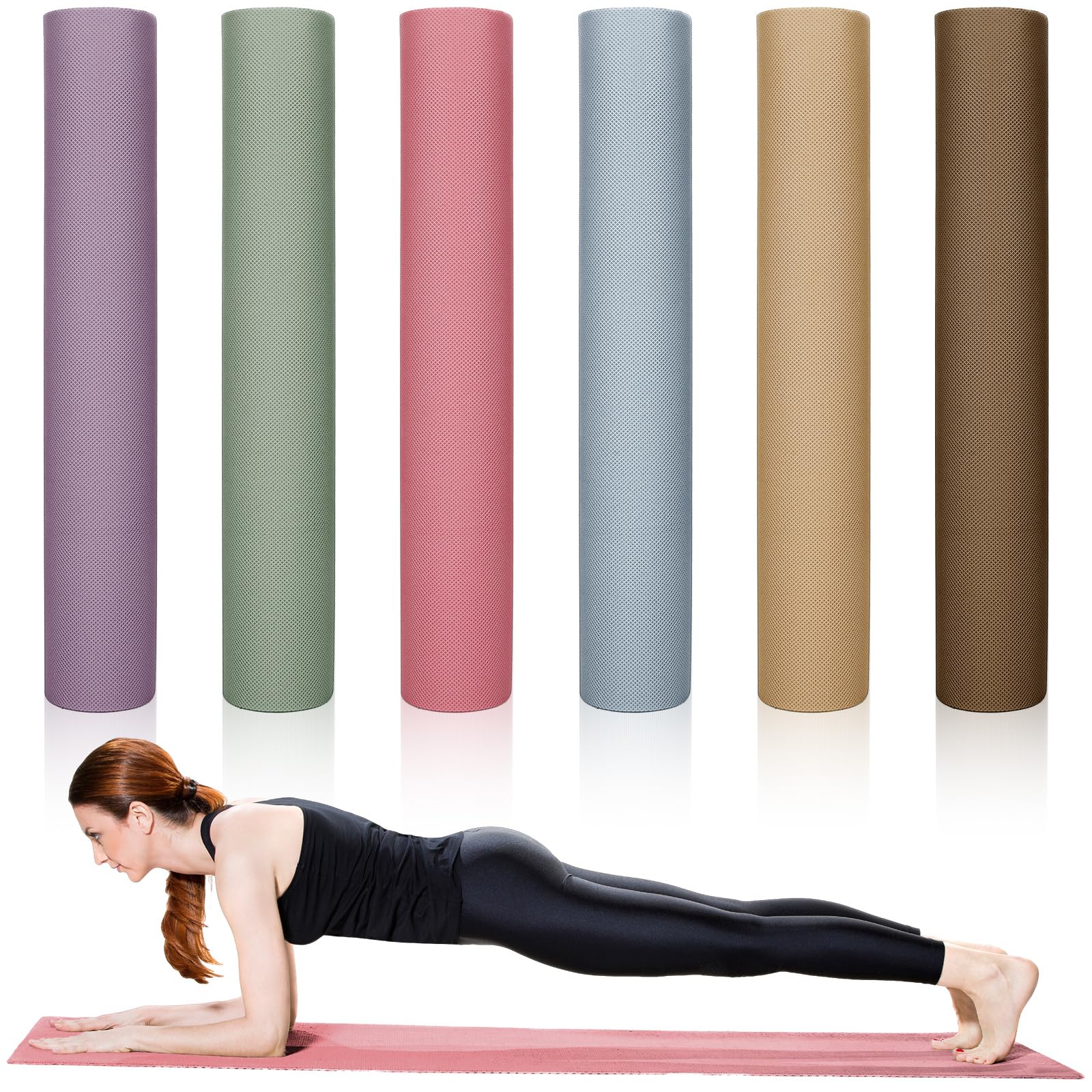 Timgle 6 Pack Yoga Mats Bulk 68 x 24 Inches Non Slip Exercise Yoga Mat 4 mm Thick Gym Assorted Colors for Fitness Stretching Home Workout and Studio