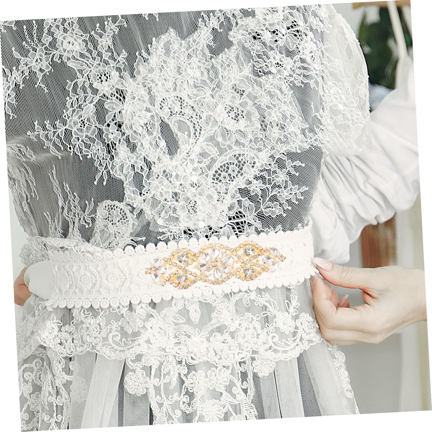 DOITOOL Rhinestone Applique Girdle for Rhinestones for Fabric Dress Belt Applique DIY