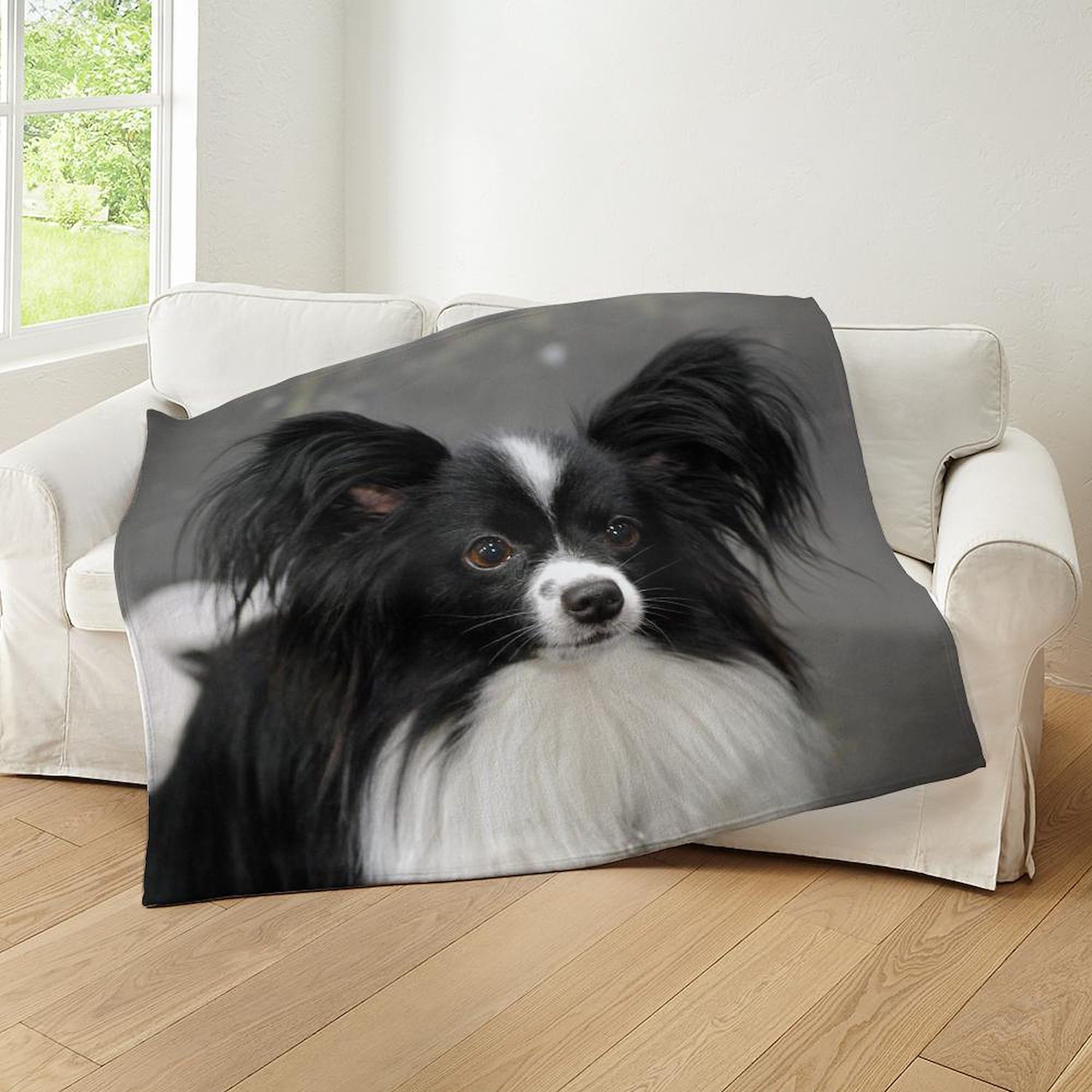 Amazon.com: CafePress Black and White Papillon Dog Throw Blanket