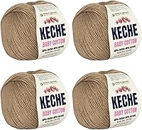 Vista 19 de Keche Hilo de algodón, 60% algodón, 40% hilo acrílico, hilo de algodón suave para crochet y tejer, hilo amigurumi, 1 madeja/bola, 1.76 onzas (50g)