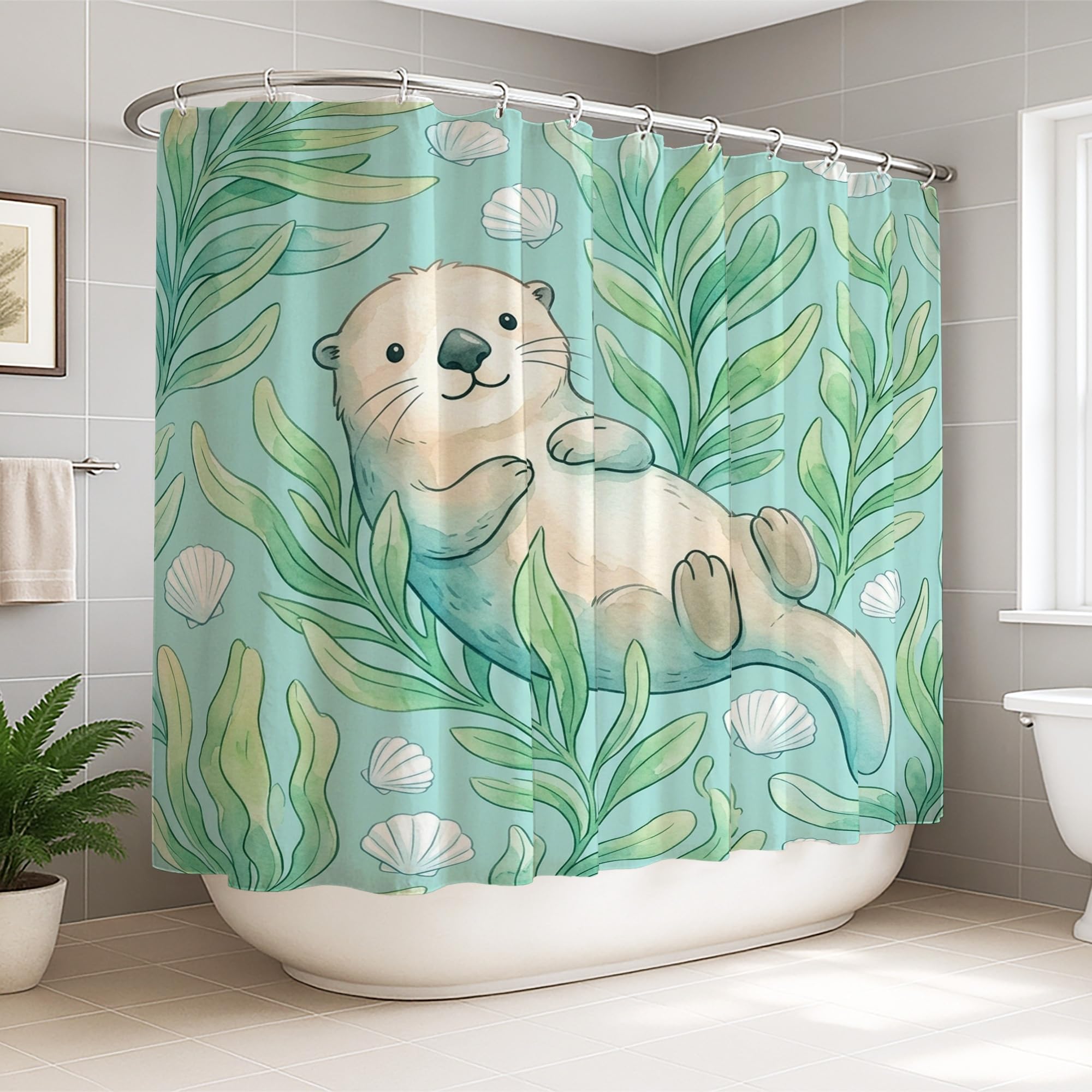 Rideau de douche extra large loutre pour transformer la salle de bain des invités