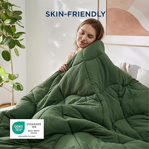 Miniatura 37 de Bedsure Edredón Queen – Edredón tamaño Queen para todas las estaciones, relleno de edredón alternativo de plumón ultrasuave y prelavado con 4