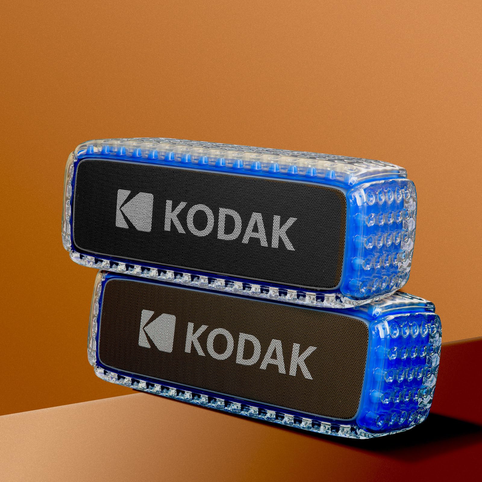 Kodak - Altavoz Bluetooth impermeable IPX6, sonido potente de 8 W, iluminación RGB, duración de 5 horas, conexión Bluetooth V5.0 - Azul